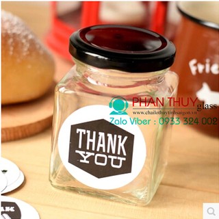 Hũ Vuông Thủy Tinh 750ml , 500ml , 380ml , 280ml , 200ml | Tuỳ chọn màu nắp