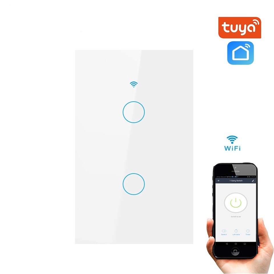 Công Tắc Thông Minh Tuya, Công Tắc Wifi Tuya, Công Tắc Tuya Có Rf433, 2 Nút Cảm Ứng Hẹn Giờ Điều Khiển Từ Xa Qua App TV