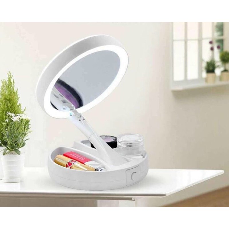 Gương trang điểm có đèn LED gấp gọn