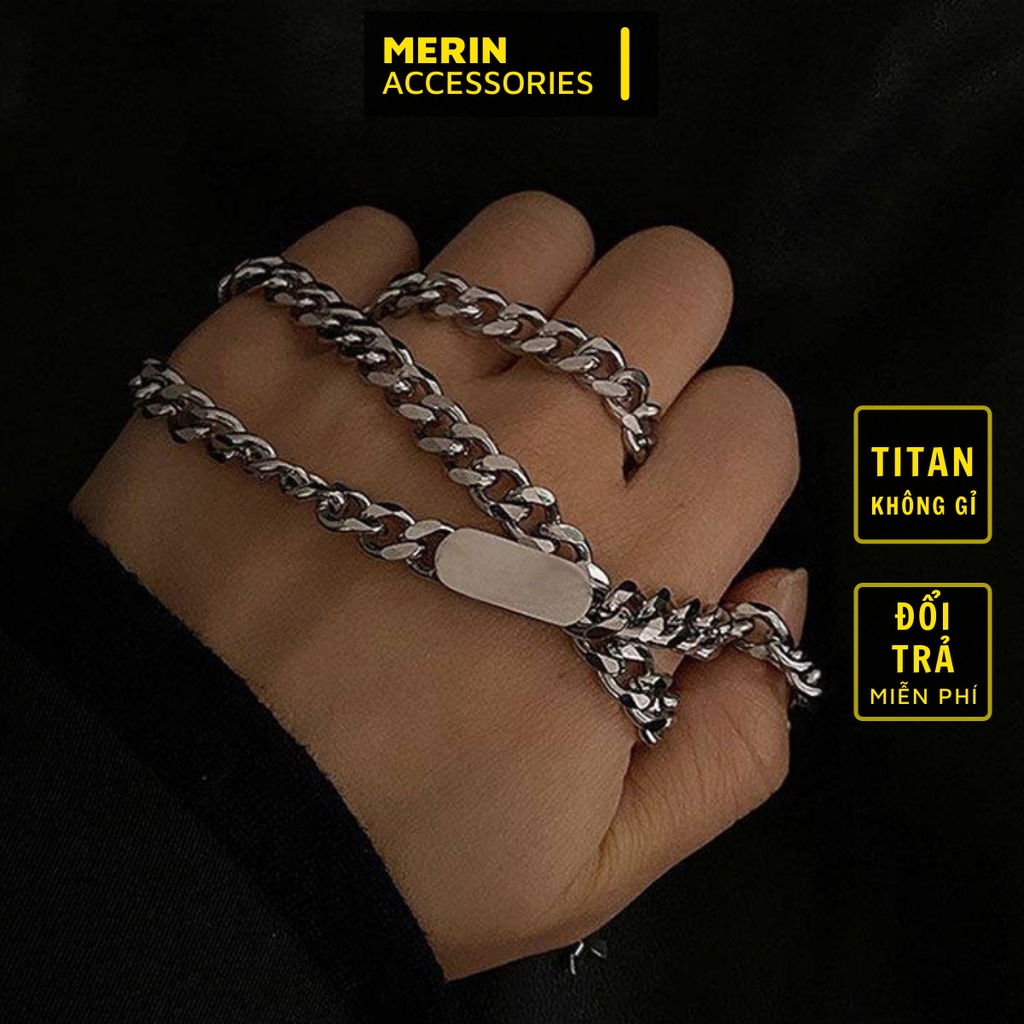 Vòng cổ dây chuyền màu bạc nam nữ unisex Titan Merin Accesories đẹp phụ kiện thời trang - Vòng Cổ Boty