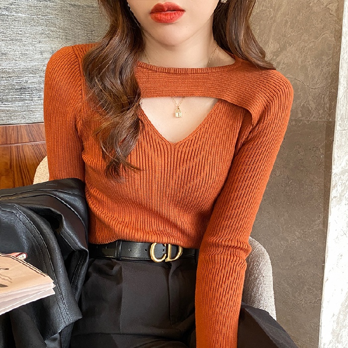 Áo len ZHELIHANGFEI dệt kim tay dài thiết kế độc đáo thời trang dành cho nữ