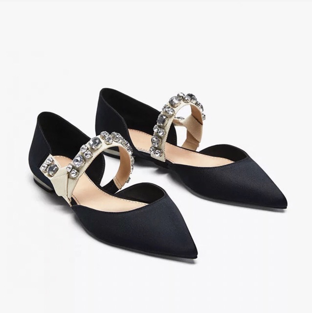 GIÀY BỆT ZARA QUAI NGANG ĐÍNH ĐÁ
