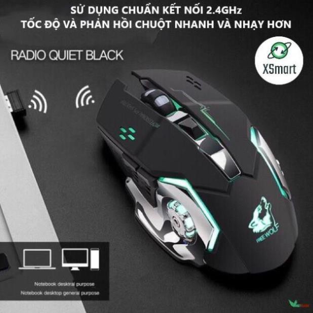 Chuột không dây chuyên GAME Wolf X8 PRO NÂNG CẤP Wireless 2.4GHz SIÊU NGẦU, Tự động đổi màu sắc