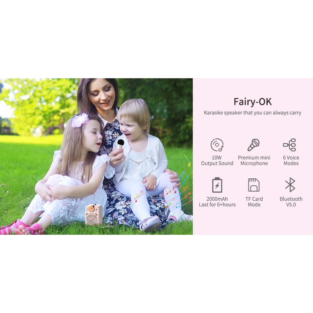 Divoom Fairy-OK Loa Bluetooth Di Động Có Micro Thay Đổi Giọng Nói Chức Năng Hát Karaoke Đài FM Thẻ TF
