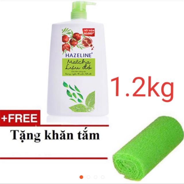( Mua 1 tặng 1 ) mua Sữa tắm dưỡng sáng da matcha và lựu đỏ Hazeline chai 1.2kg