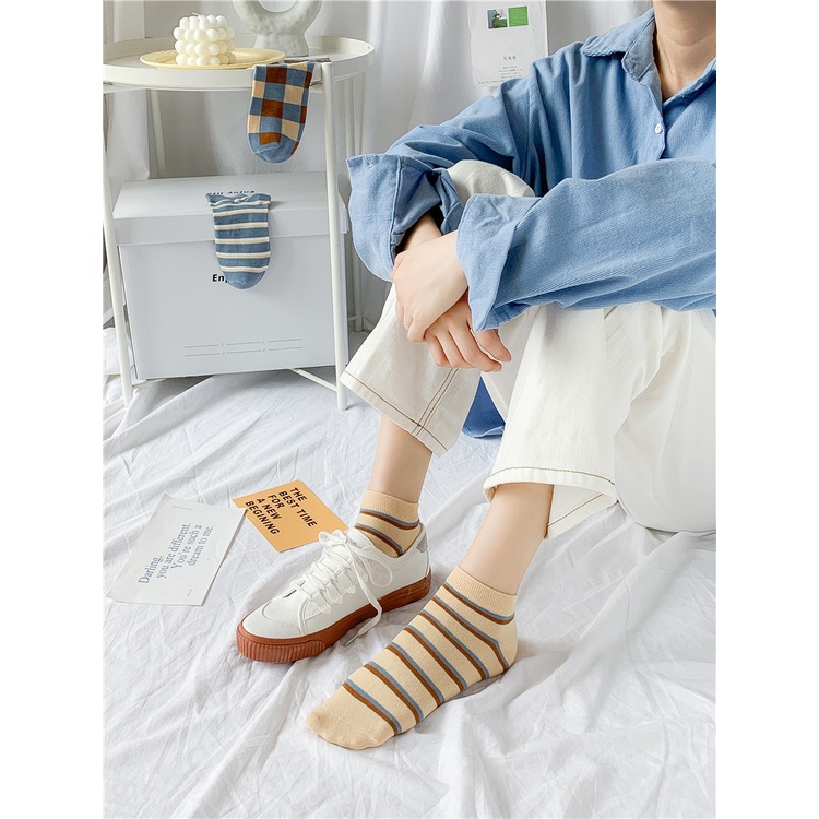 Tất nữ cổ ngắn Blue chất liệu cotton siêu mềm phong cách Hàn Quốc - T01