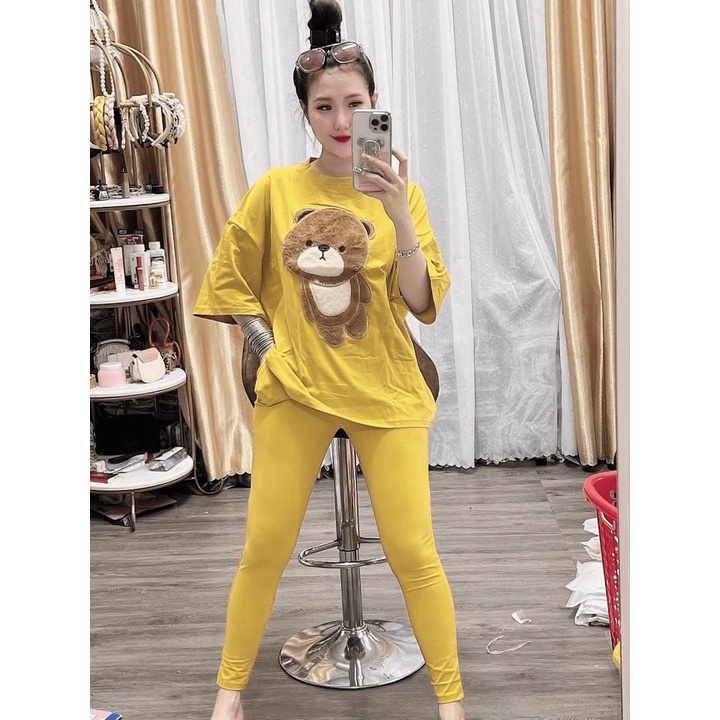 SET BỘ NỮ  DÀI PHỐI HỌA TIẾT GẤU XINH CỰC XINH CHẤT LIỆU CAO CẤP SIÊU MÁT LẠNH