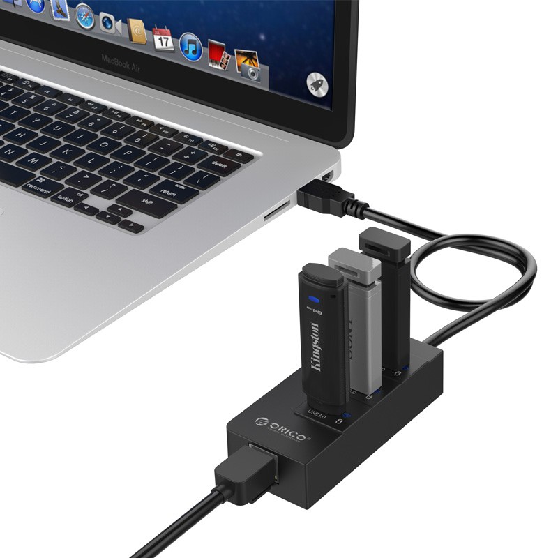 Bộ chia USB HUB 3 cổng USB 3.0 tích hợp cổng Lan Gigabit Orico HR01-U3 Đen