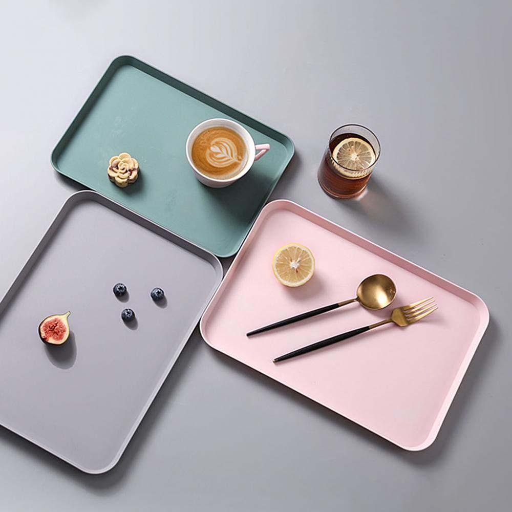 Đĩa Nhựa Hình Chữ Nhật Đựng Đồ Ăn Tráng Miệng Đa Năng