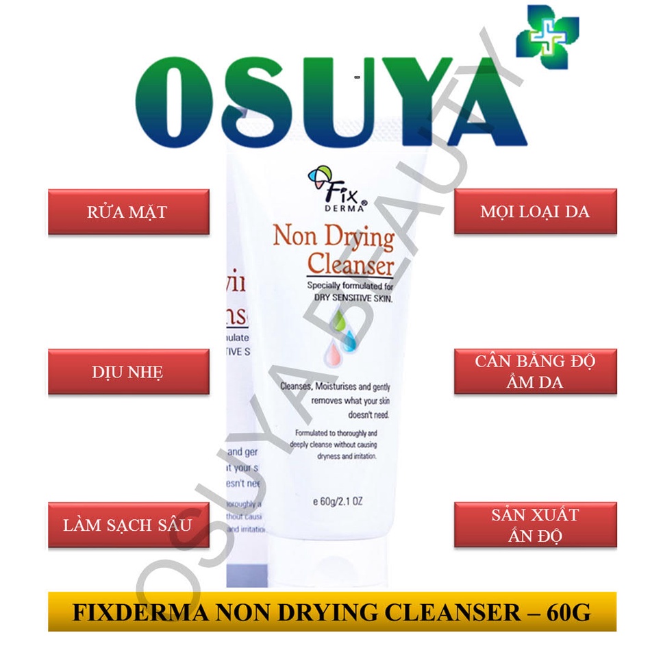 Sữa Rửa Mặt Sáng Da, Làm Sạch Sâu, Dành Cho Mọi Loại Da - FIXDERMA NON DRYING CLEANSER – 60G