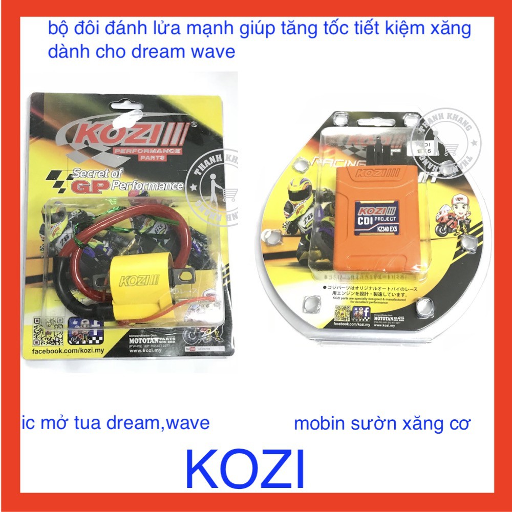 Combo ic + mobin sườn Kozi 2 món hàng chính hãng dành cho Wave Dream. DoChoiXeMay