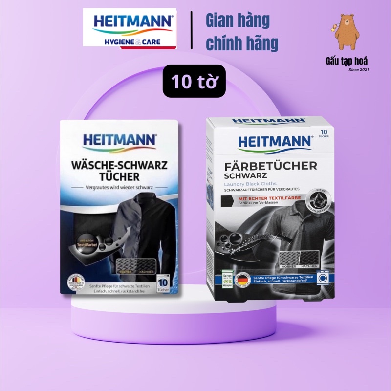 Giấy giặt - nhuộm đen quần áo HEITMANN [ Hàng Đức ]