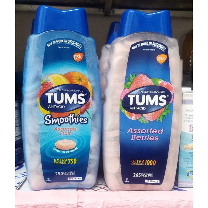 Viên ngậm Tums đau dạ dày, khó tiêu , ợ nóng, ợ chua 750mg 250 viên, 1000mg 265 viên
