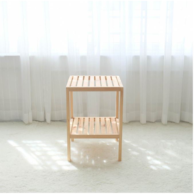 KỆ GỖ VUÔNG 2 TẦNG- MẶT VỈ