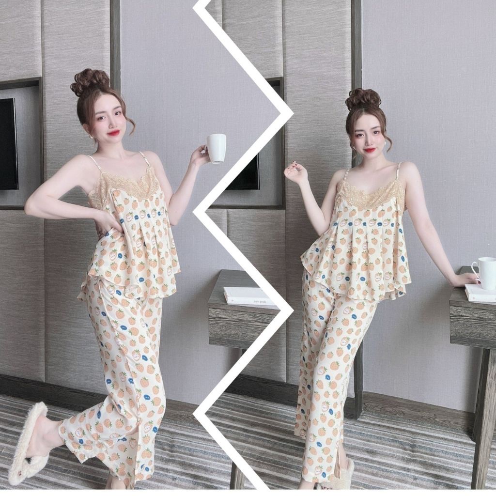 Đồ ngủ nữ❣️FREE SHIP❣️Đồ ngủ sexy lụa Mango cao cấp mềm mại xinh xắn &lt; 65KG