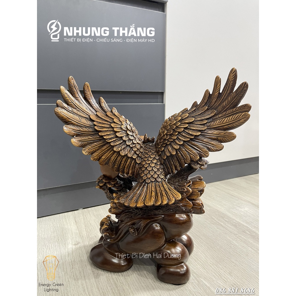Tượng Phong Thủy Đại Bàng Tung Cánh - Cao 42cm - Quà Tặng Sếp, Tân Gia Khai Trương Trang Trí Nhà Cửa - Bảo Hành 12 Tháng