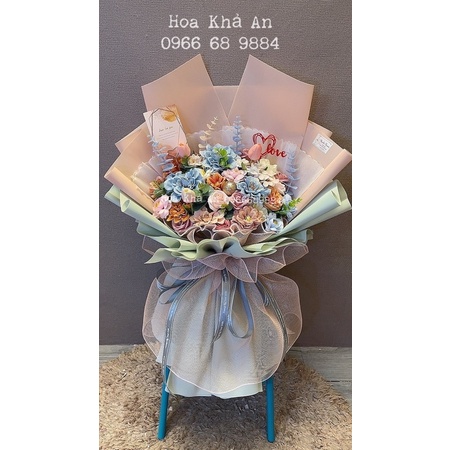 Bó hoa sáp mix lụa cao cấp. Thiết kế nhà Khả An. Ship hoả tốc nội thành