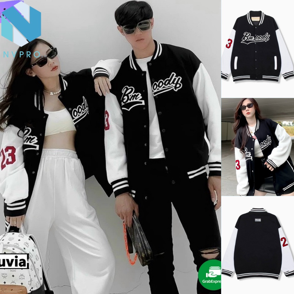 VIDEO Áo Bomber phối tay in chữ BMOODY C032 áo khoác dù 2 lớp FROM TO, UNISEX nam nữ mặc được siêu hot