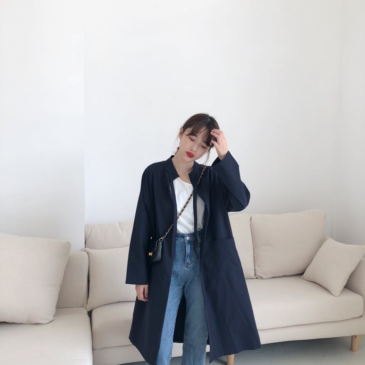 [CÓ SẴN] Áo khoác nữ dáng dài mỏng phong cách Hàn Quốc phối dây ở cổ, áo gió ulzzang | BigBuy360 - bigbuy360.vn