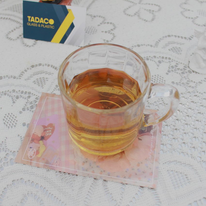 Ly thuỷ tinh vân sọc quai cầm chuyên dùng uống trà UNION UG345 | 295ml