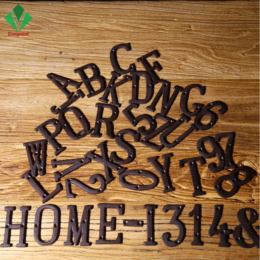 Phụ kiện hình chữ cái/số bằng sắt dùng trang trí biển hiệu tấm bảng treo cửa quán cà phê DIY