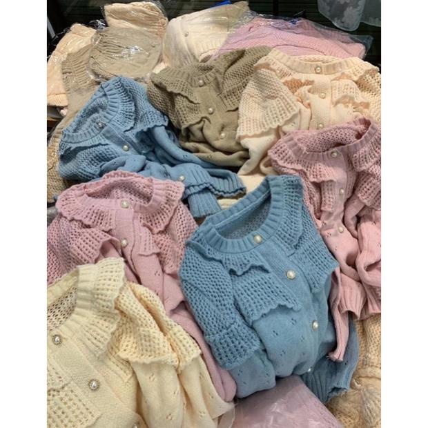 Áo Cardigan Nữ Tay Bồng Sợi Đan, Áo Choàng Thu Đông Len Dày *