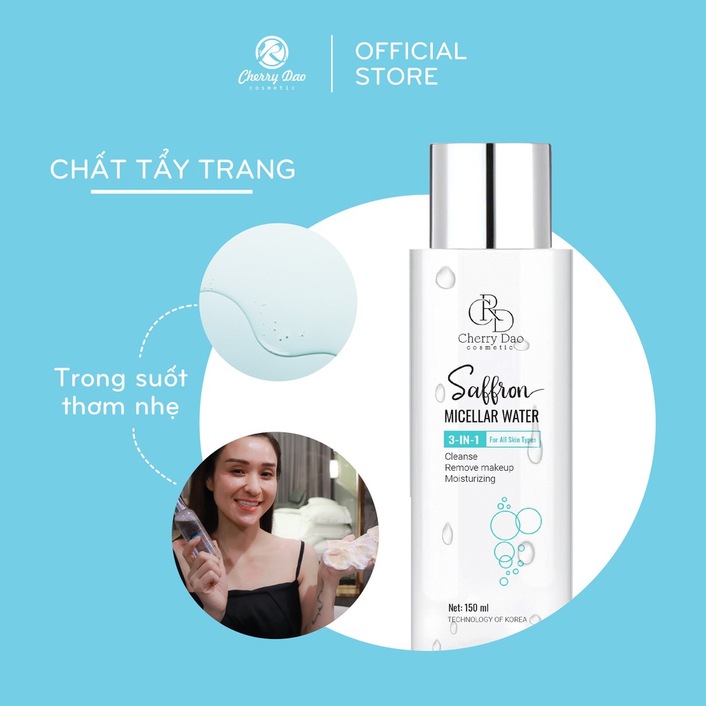 Nước tẩy trang làm sạch sâu dưỡng ẩm trắng da ngăn ngừa mụn Saffron Micellar Water CRD