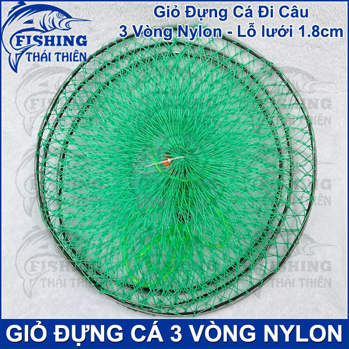 Giỏ Rọng Đựng Cá 3 Vòng Cáp Lưới Cước Nylon Độ Rộng 2cm Siêu Bền