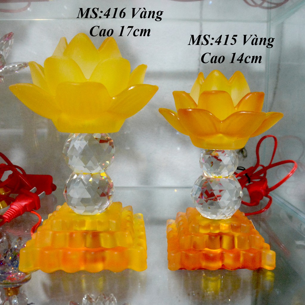 Cặp Đèn lưu ly điện bóng led tự động đổi 7 màu thờ cúng bàn thờ