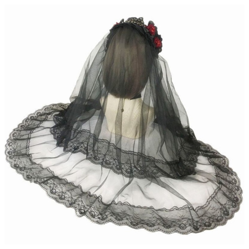 Băng Đô Cài Tóc Phối Lưới Ren Đính Hạt Phong Cách Halloween Thời Trang