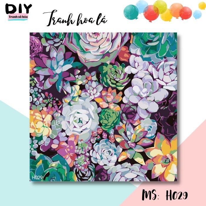 Tranh tô màu theo số DIY Tranh số hóa Sen đá H029