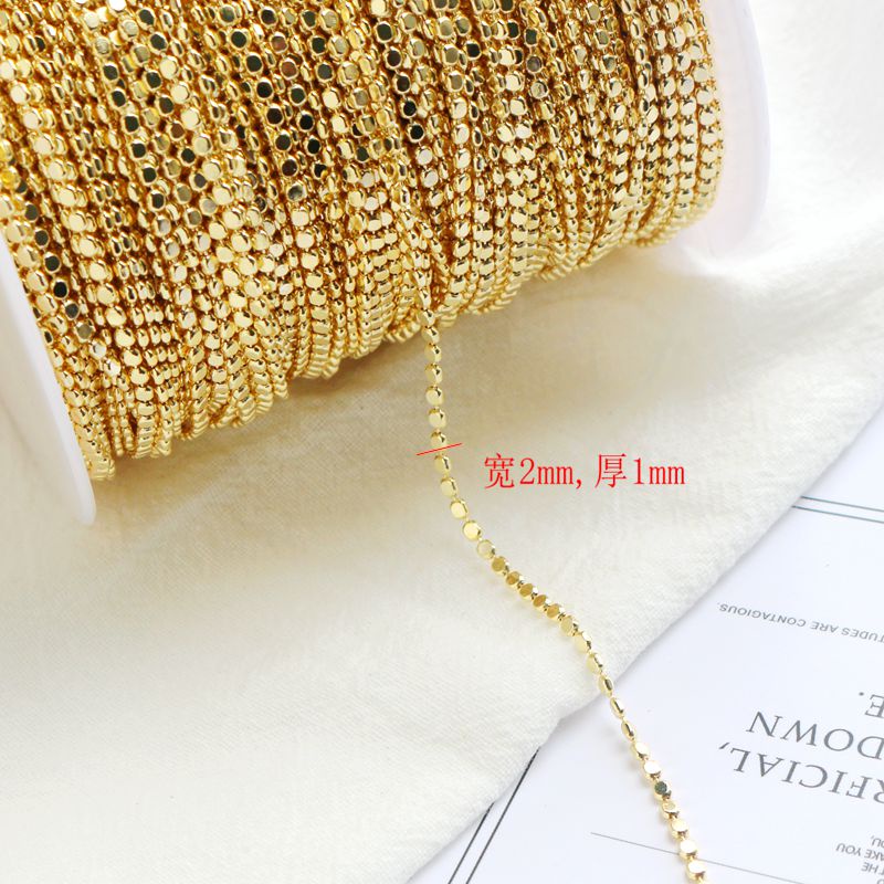 Chuỗi Hạt Hình Chữ Nhật Màu Vàng Đồng 1m 14K 2.0mm diy