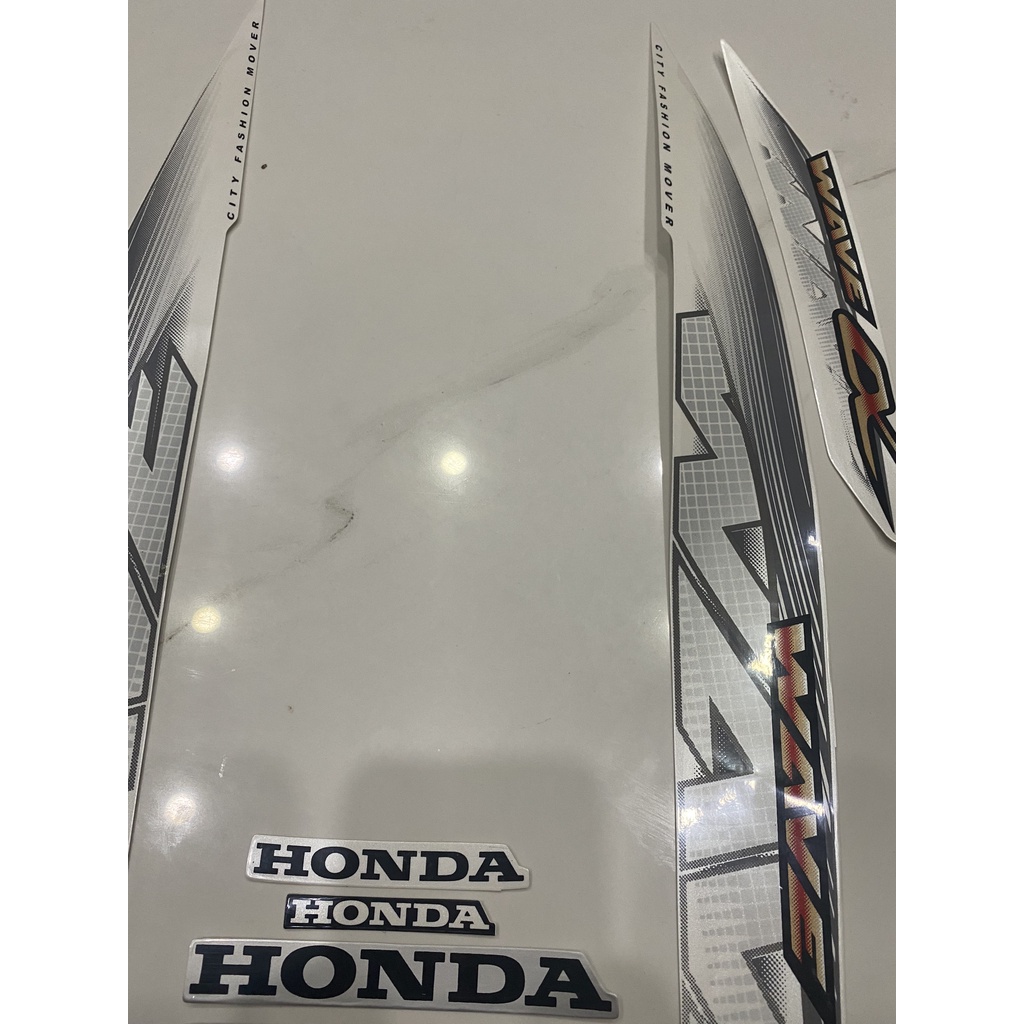 Nguyên bộ tem rời 3 lớp zin thái dán xe máy Honda Wave alpha 2014 màu trắng