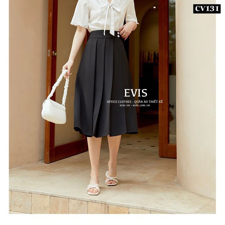Chân váy dài đắp tà phối cúc nổi bật CV131