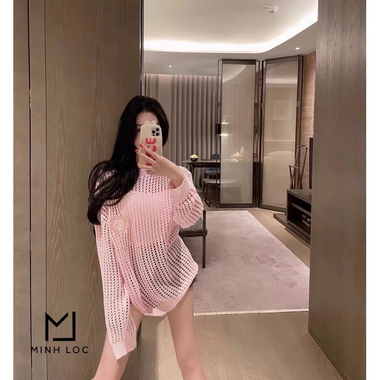 Áo Len Lưới 2 Màu Hồng , Trắng QC L1