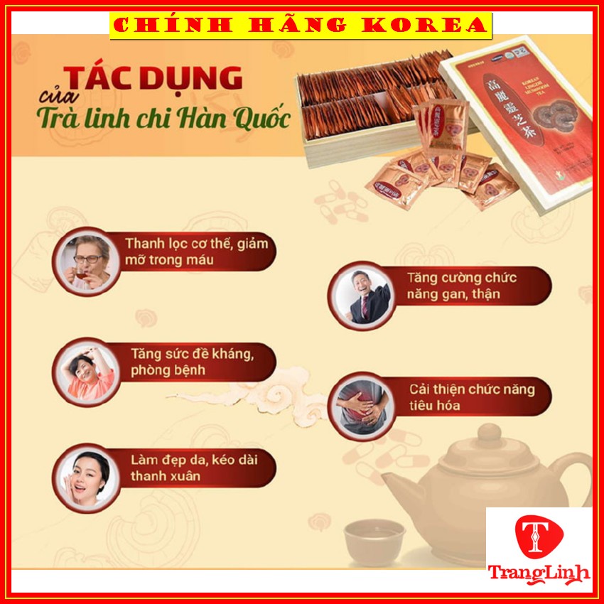 Trà linh chi hàn quốc Bio Apgold, hộp gỗ 100 gói - Trà linh chi hòa tan - Thải độc, thanh lọc cơ thể - tranglinhkorea