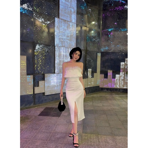 Đầm cup viền lông thỏ