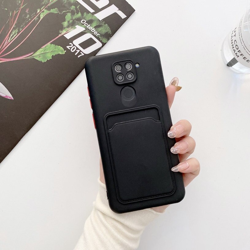 Ốp điện thoại silicone có ngăn đựng thẻ cho Xiaomi Redmi Note 10 Pro Max Note10 10S 8 8A 7A K40 Pro Poco F3
