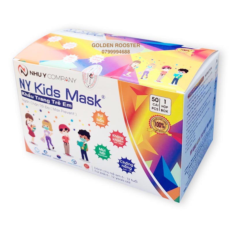 Khẩu trang y tế kháng khuẩn trẻ em Như Ý Kids Mask (hộp 50 cái)