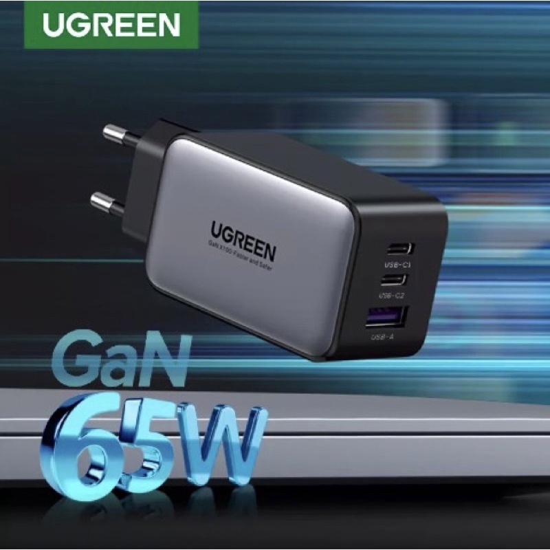 Cốc sạc nhanh usb C UGREEN GaN 65W QC4.0 QC PD3.0 PD
