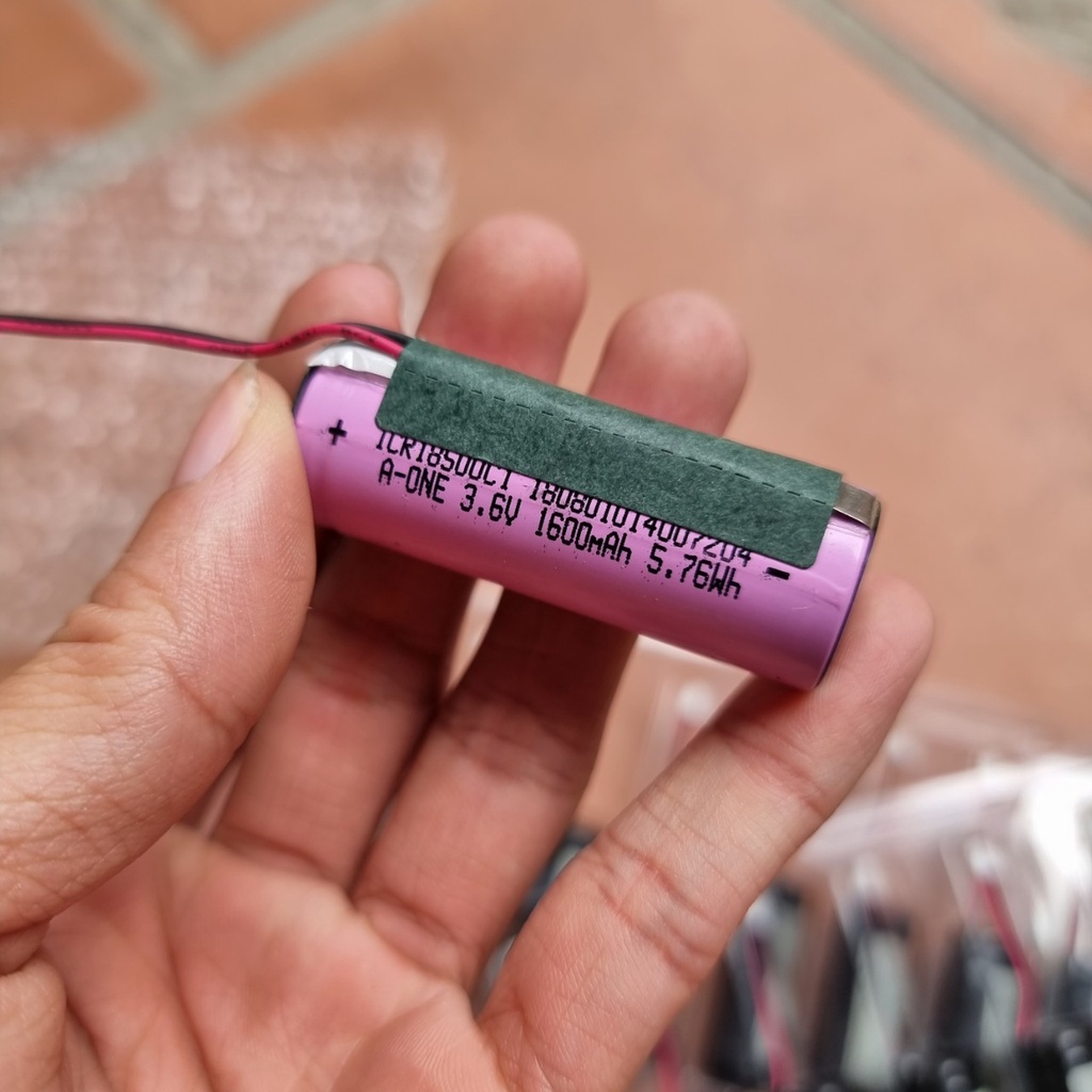 Pin sạc 18500 1600Mah có dây tích hợp mạch bảo vệ li-ion