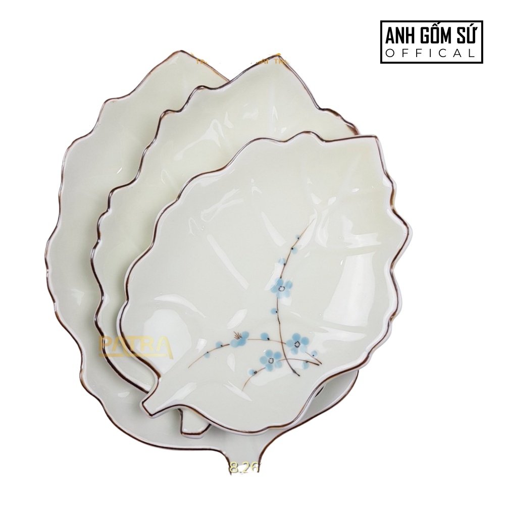 Đĩa sứ Bát Tràng họa tiết đào xanh, đĩa đựng đồ ăn men kem cao cấp nhiều mẫu đẹp