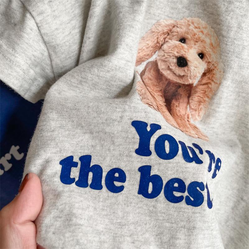 Áo thun ngắn tay in hình chú chó dễ thương cho bé