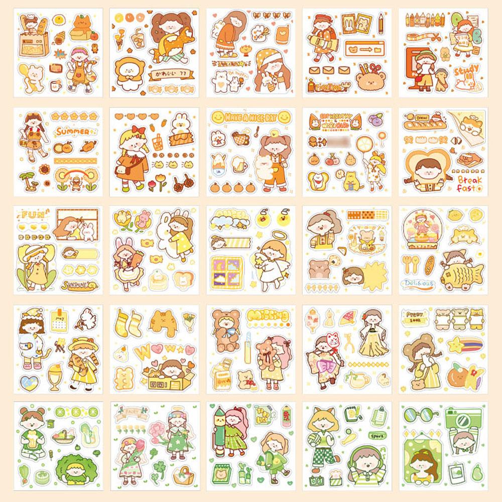 PEWANY Hộp 100 Nhãn Dán Hoạt Hình Dễ Thương Trang Trí Sổ Tay