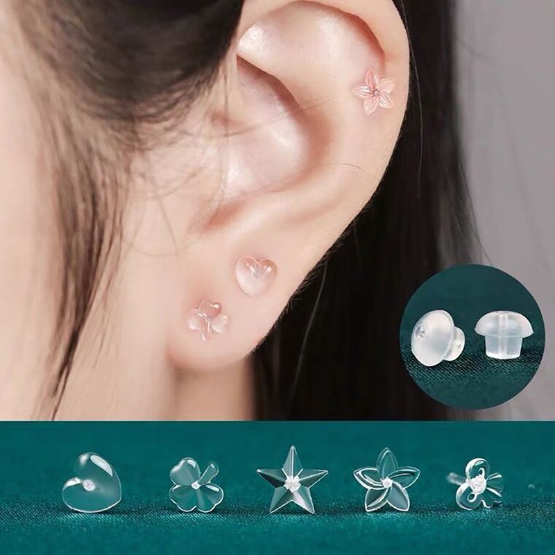 Dụng Cụ Xỏ Khuyên Tai Mini Bằng Nhựa Trong Suốt Chống Nghẹt