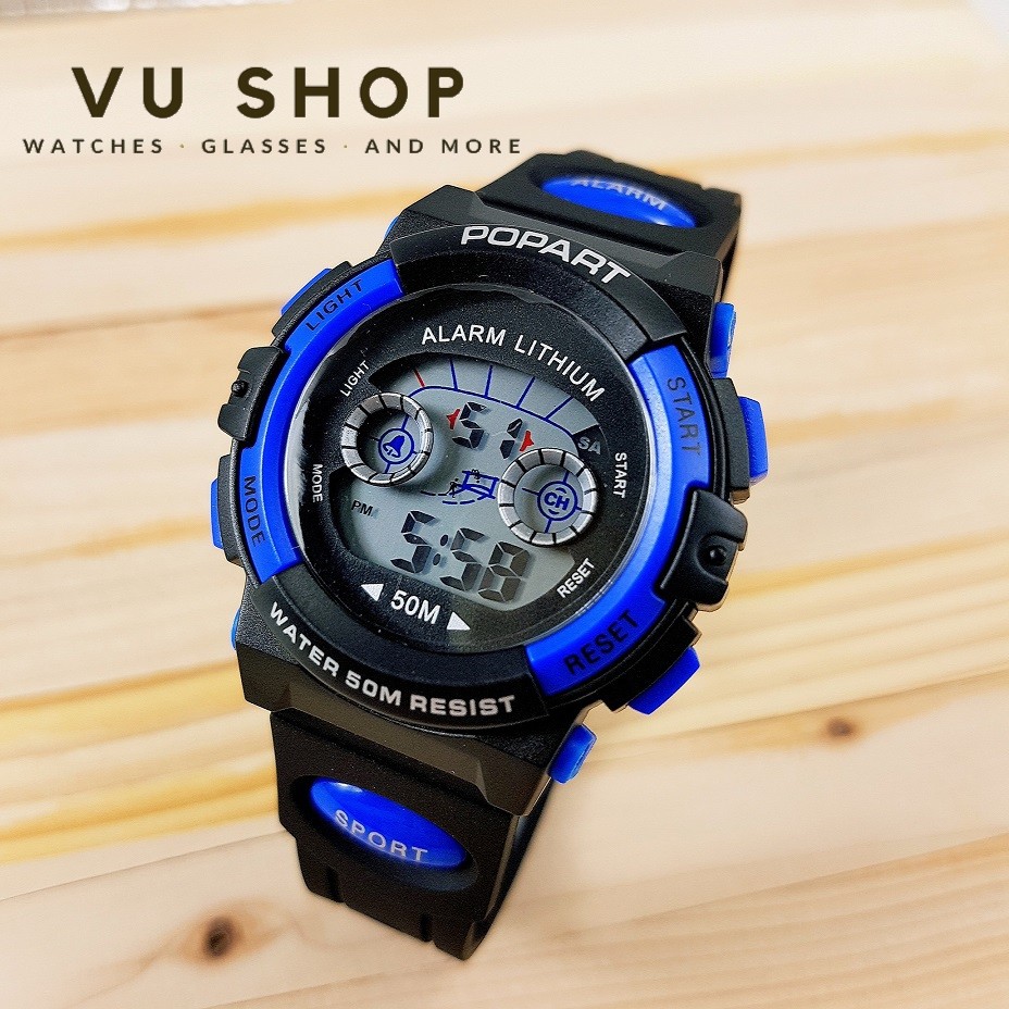 ĐỒNG HỒ BÉ GÁI POPART ĐIỆN TỬ ĐÈN LED ĐỔI MÀU - VÀNG, XANH