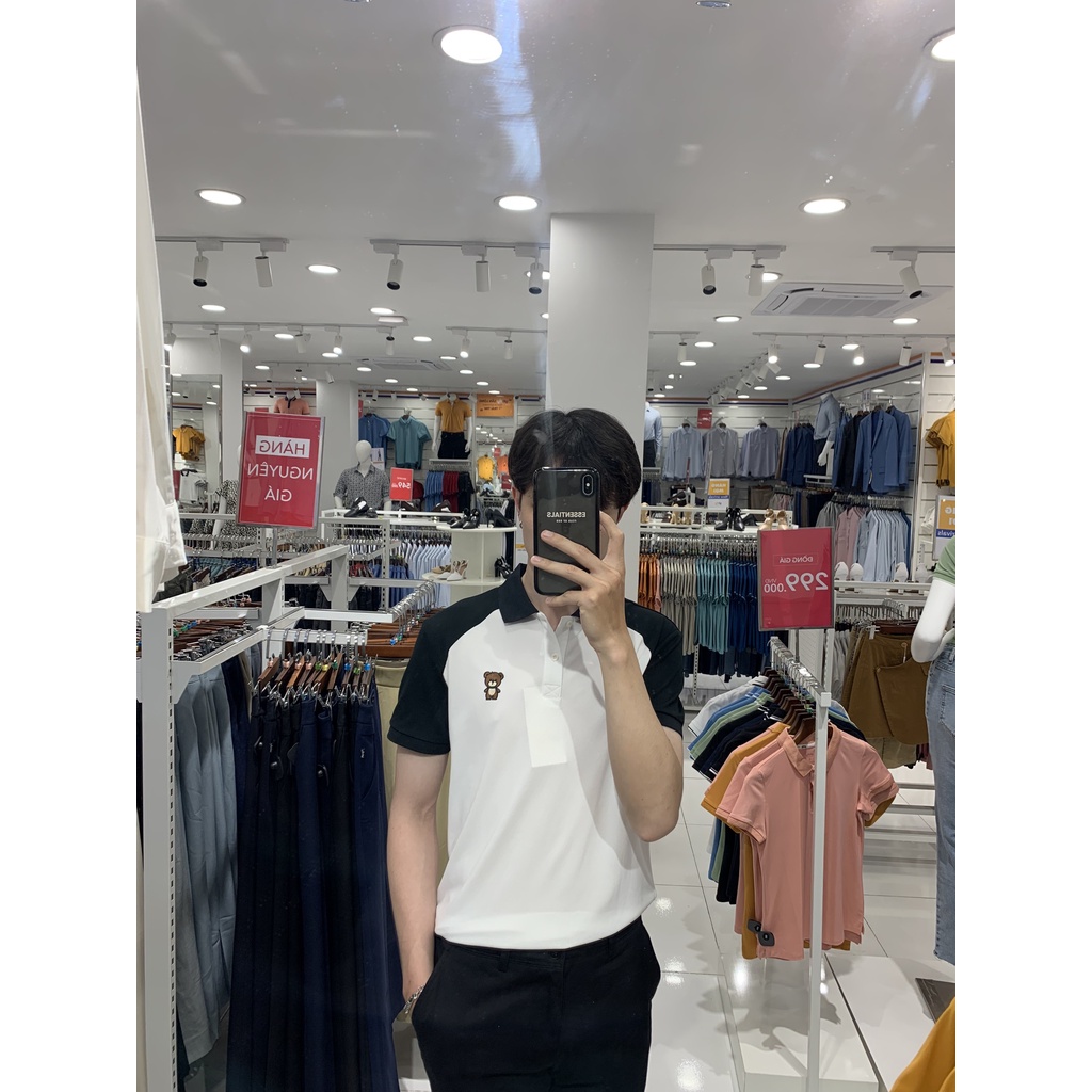 Áo Polo Nam YODY vải cotton cafe in hình gấu có thể phối combo và đôi APM5281