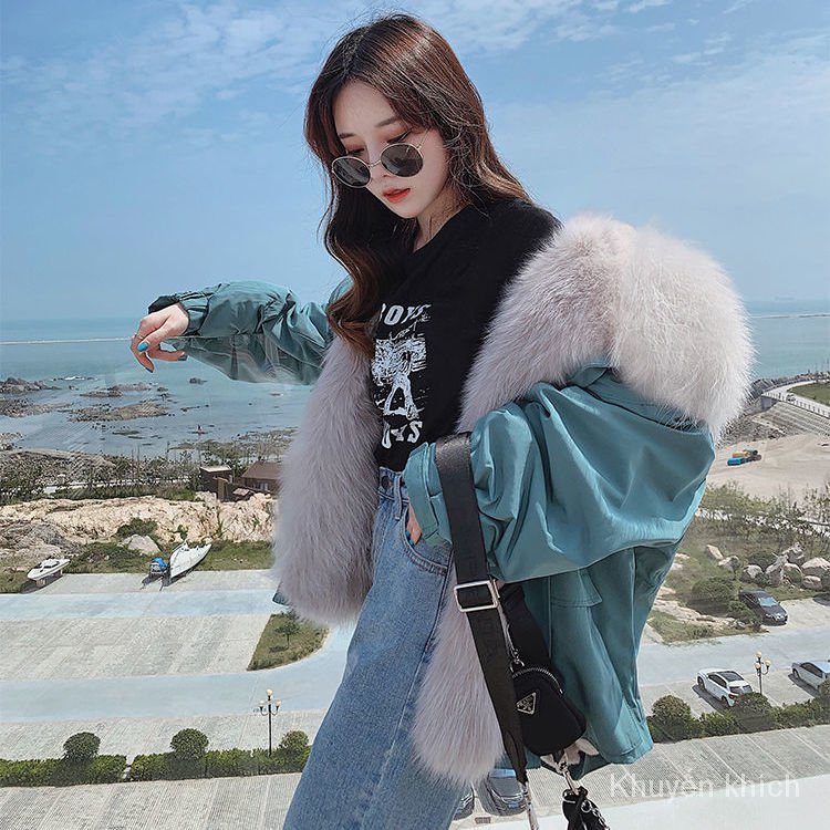 Áo khoác giả lông cáo thời trang cho nữ năm 2021