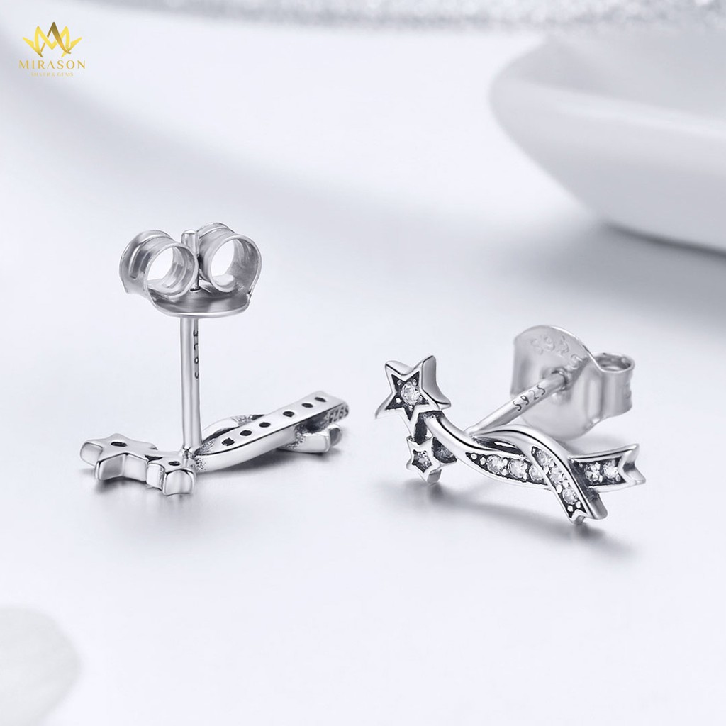 Khuyên Tai Bạc Nữ MIRASON Chú Ếch Ngộ Nghĩnh Nạm Đá -  Bông Tai Nữ Bạc 925 Cao Cấp