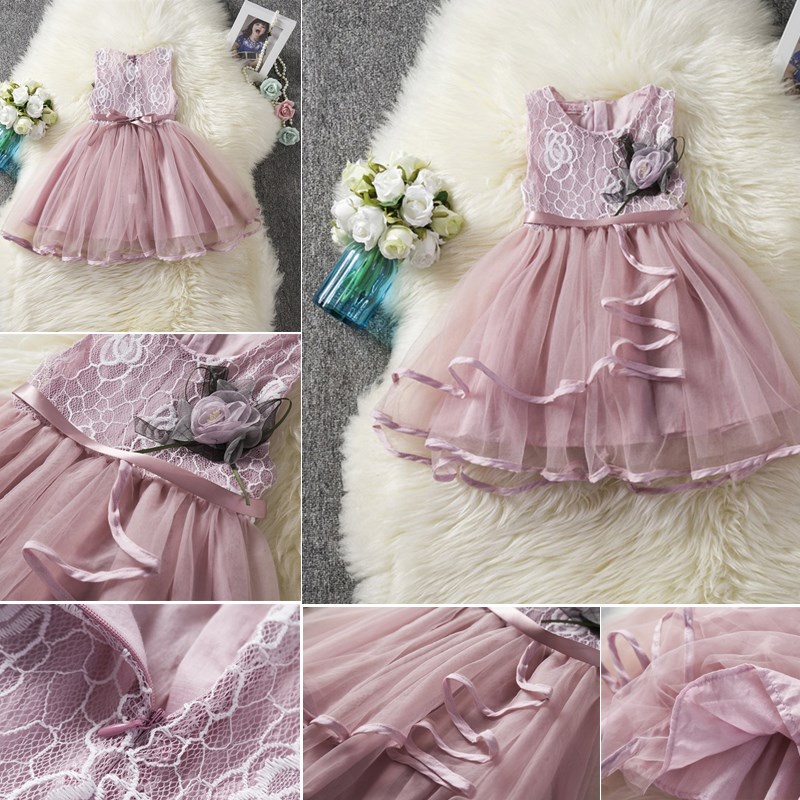 Đầm xòe công chúa đính hoa xinh xắn cho bé gái